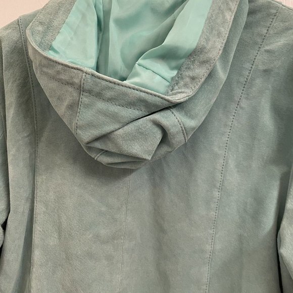 Wilsons Leather Maxima Green Leather Suede Hooded Jacket size L - Picture 5 of 6